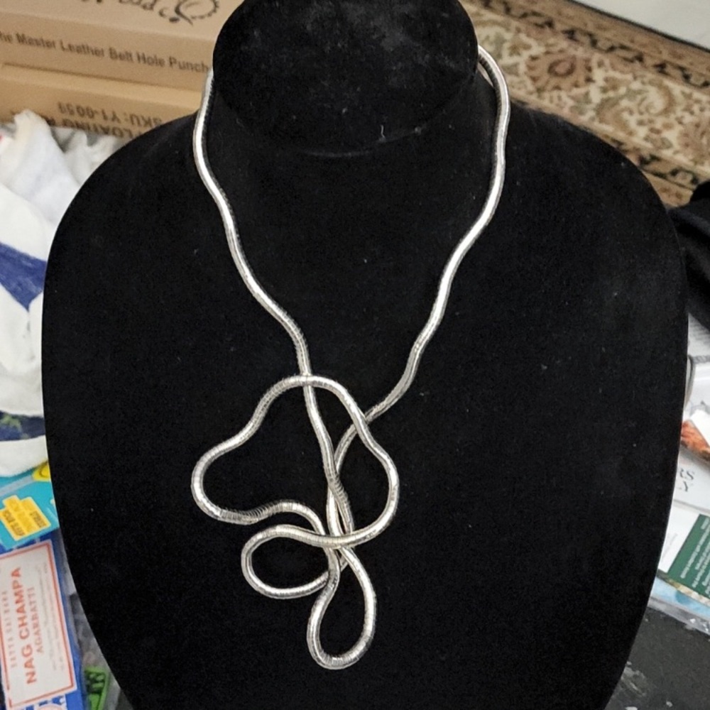Vintage Twisting Silver Snake Necklace New